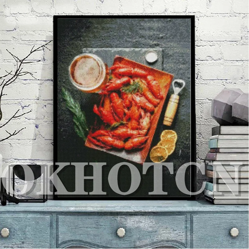 

Nordic Style Diamond Painting Food Scenery Mosaic Art Cross Stitch 5D Diy Kitchen Decor Diamond Embroidery Home Decor Gifts
