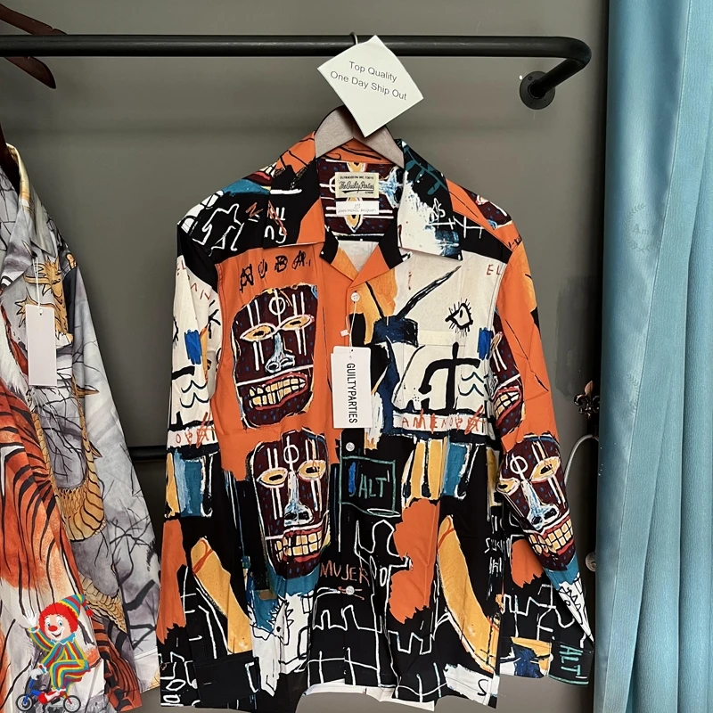 

WACKO MARIA Shirt Graffiti High Quality Original Label Men Women Loose Casual Long Sleeve Wacko Maria Cardigan Shirts