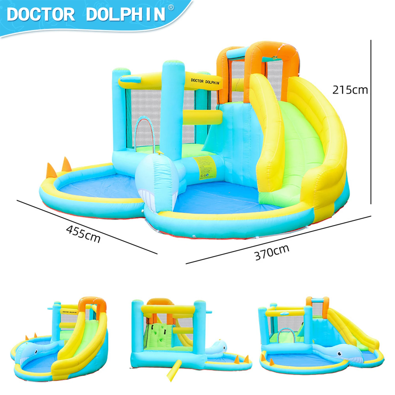 Надувной прыгающий замок Doctor Dolphin Bounce House с водяным мячом пистолетом и маленьким