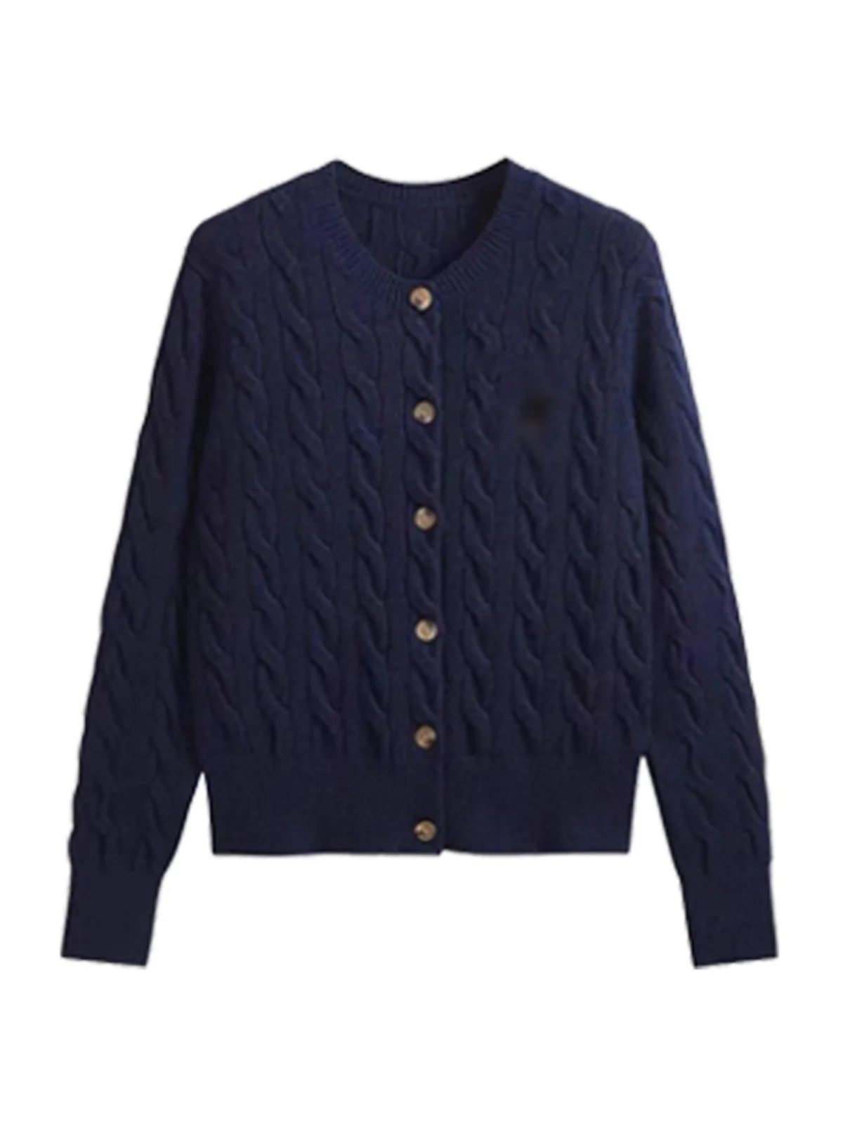 Корейская серия ретро-модный шикарный темно-синий вязаный кардиган с плечами