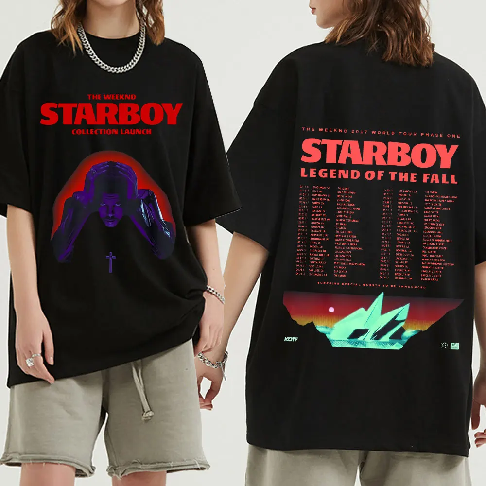 

Футболка Weeknd женская с коротким рукавом, свободная повседневная Уличная одежда, оверсайз, с надписью Starboy, легенда о осеннем турне, 2017