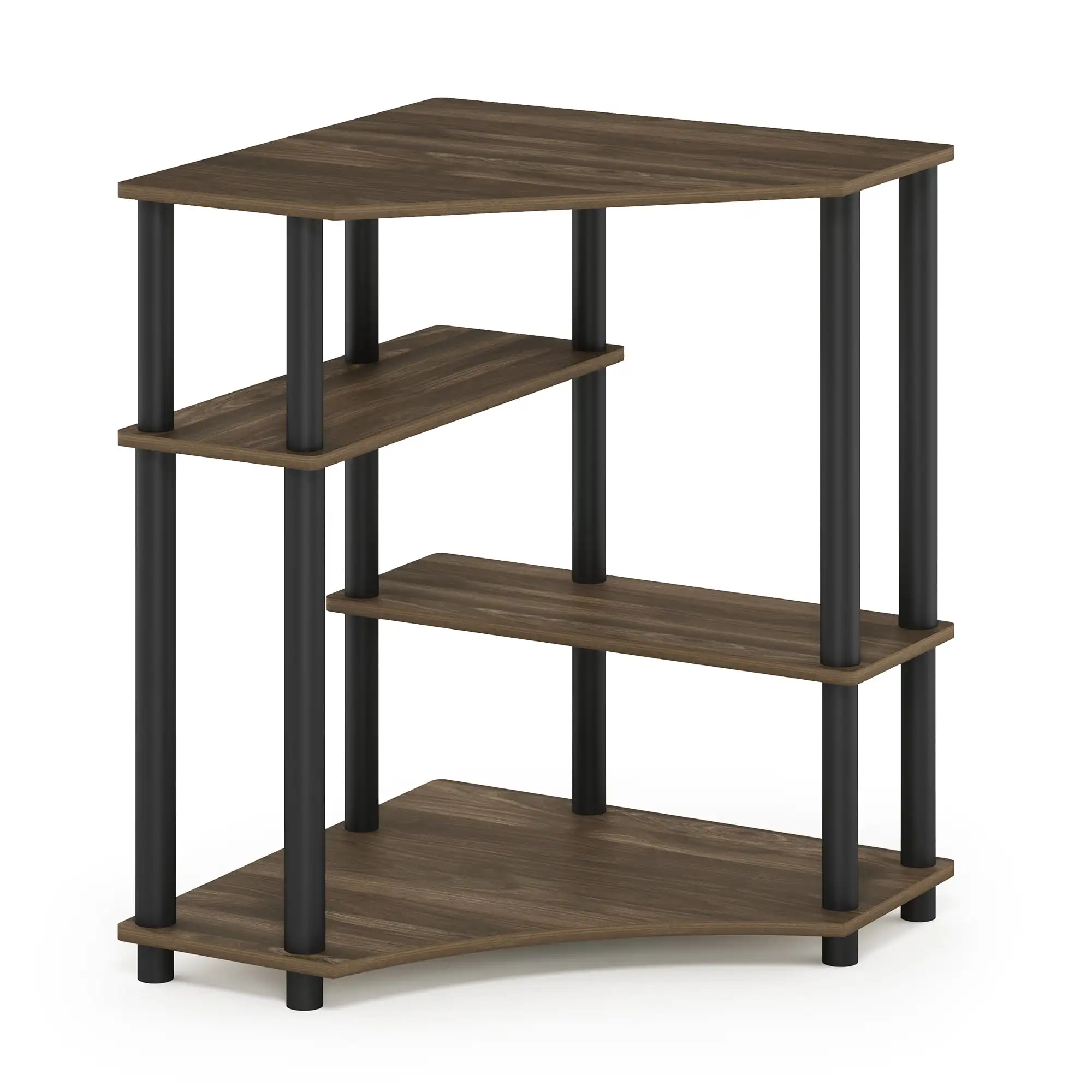 

Furinno Turn-N-Tube Space Saving Corner Desk with Shelves, Columbia Walnut/Black