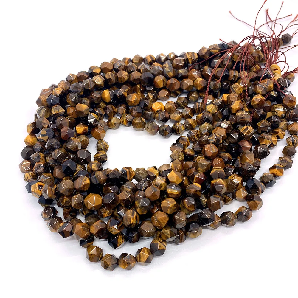 Натуральные желтые камни тигровый глаз граненые бусины россыпью 6/8/10 мм