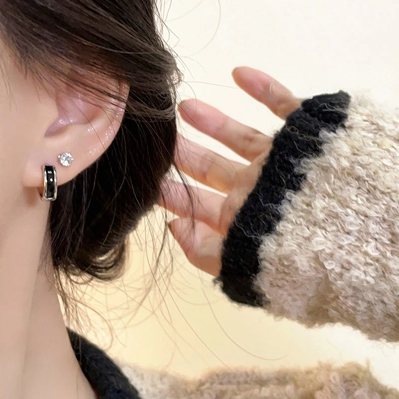 

6pcs/sets Gothic Zircon Crystal Stud Earrings Set for Women Trend Punk Sweet Cool Earrings Party Fashion Aesthetic Jewelry Gifts