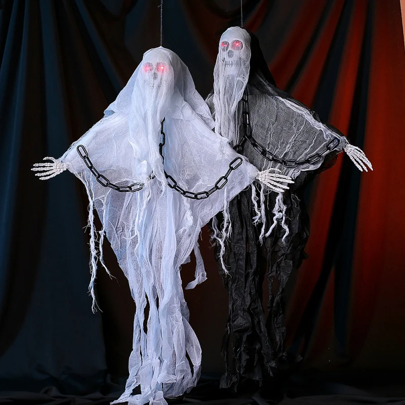 

Halloween Hanging Ghost Electric Voice-Controlled Iron Chain Luminous Skull Horror Decorative Trick Toy