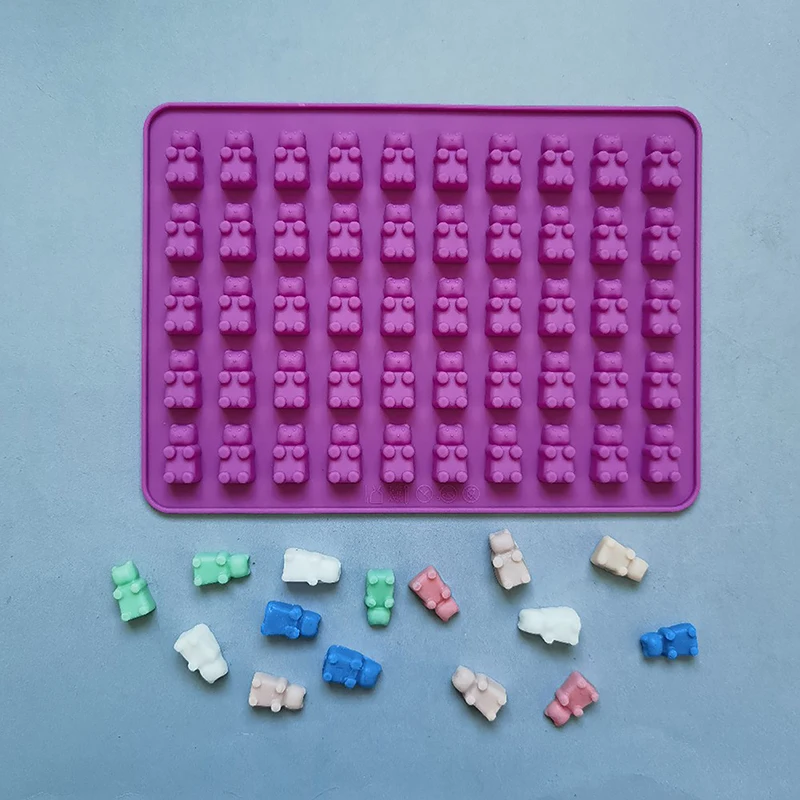 

50 Grids Gummy Bear Mold Silicone Cute Bear Jelly Mould with Dropper Candy Chocolate Fondant Moulds DIY Baking Molds Tools