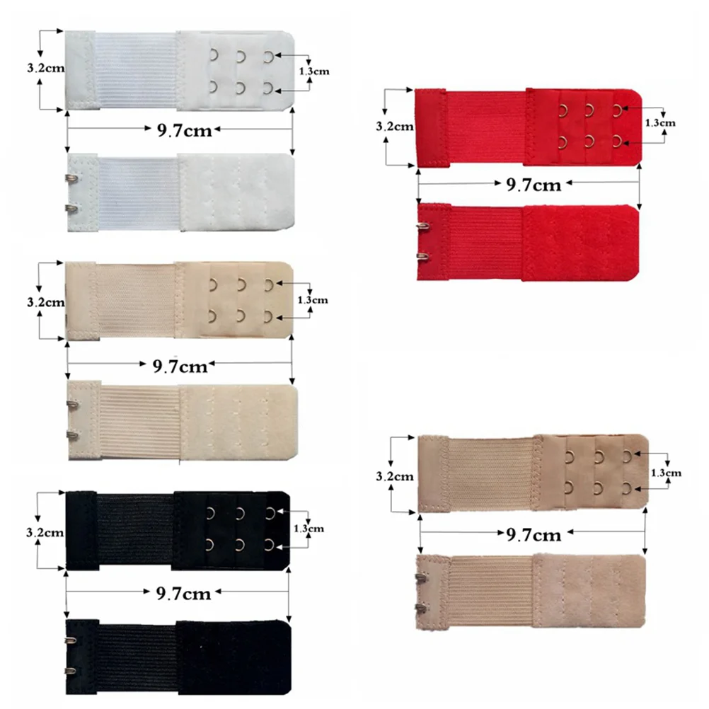 

6pcs Women Comfortable Extenders Elastic Extension Buckle Lengthened Strap (2/3 Hooks, Black, Apricot, White)