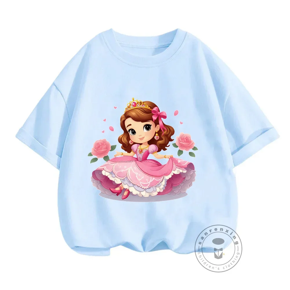 Детская летняя хлопковая футболка с принтом Солодное сердце Софии унисекс