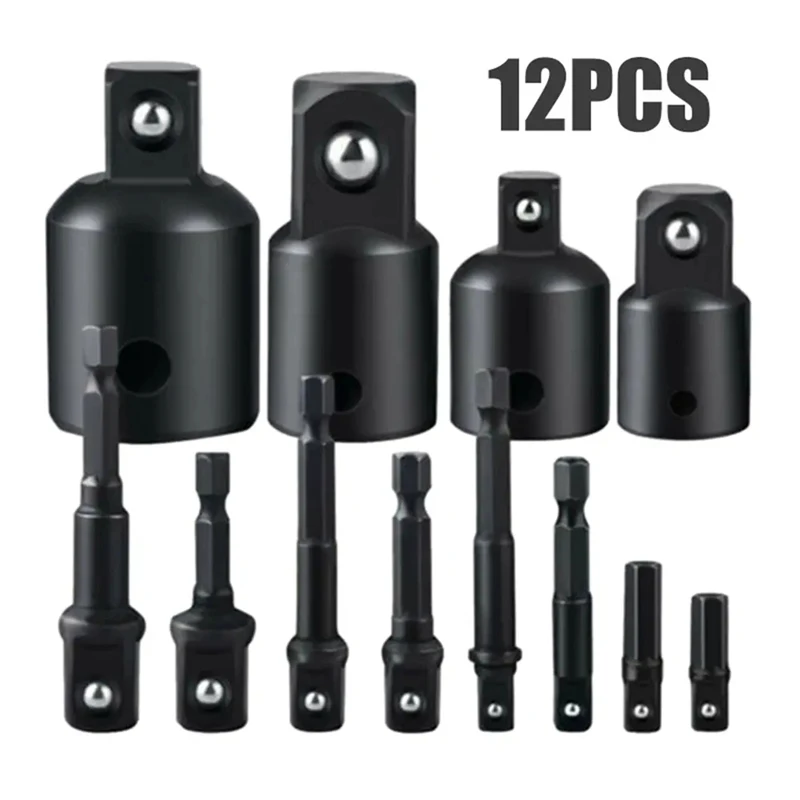 

7pcs/12pcs Ratchet Wrench Socket Adapter Set Drive Socket Reducer Air Impact Adapter Wrench Extensor Rod