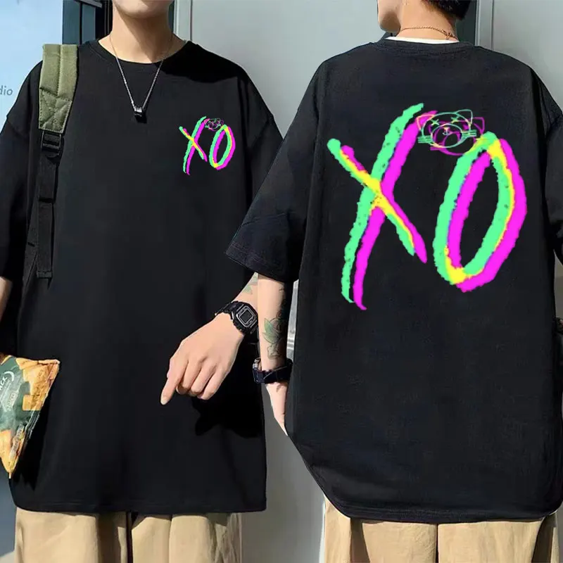 

90s The Weeknd X'o Oversized Double Sided Graphic Tshirt Male Summer Crewneck Casual Tees Men's Hip Hop Oversized Loose T Shirt