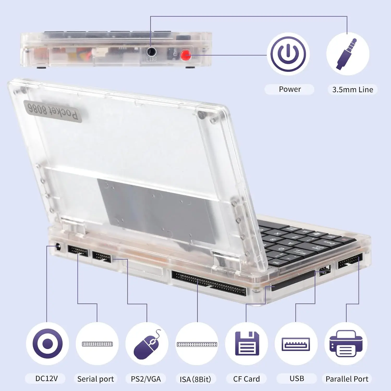 Ретро-ноутбук Pocket8086 CPU PC-XT 15 6-дюймовый мини-ноутбук совместимый с системой MS-DOS