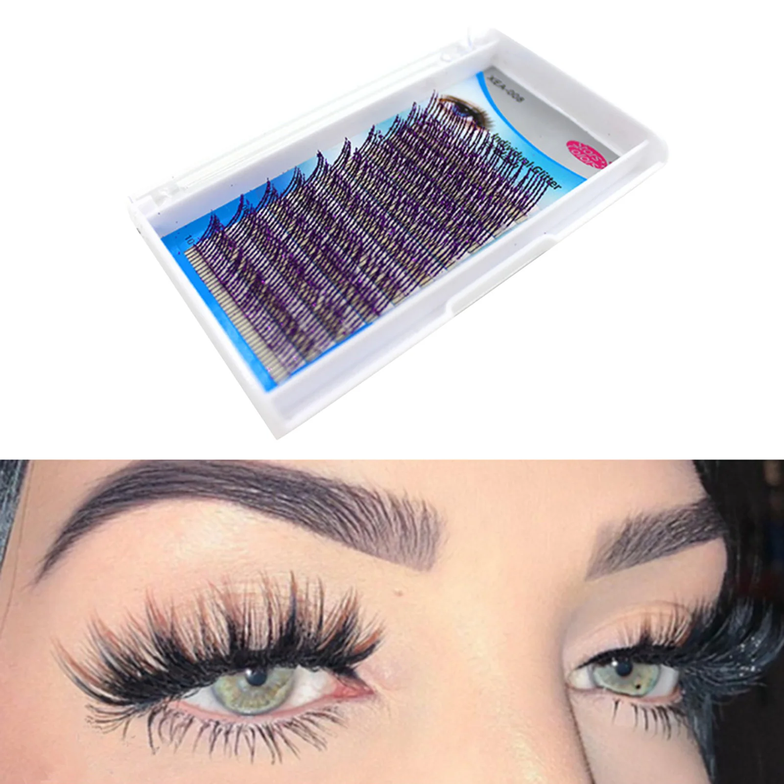 

Single Curly Eyelashes Extensions Colored Shiny Lash Extensions Self Fanning Volume Eyelash Soft And Natural 0.12mm Thickness