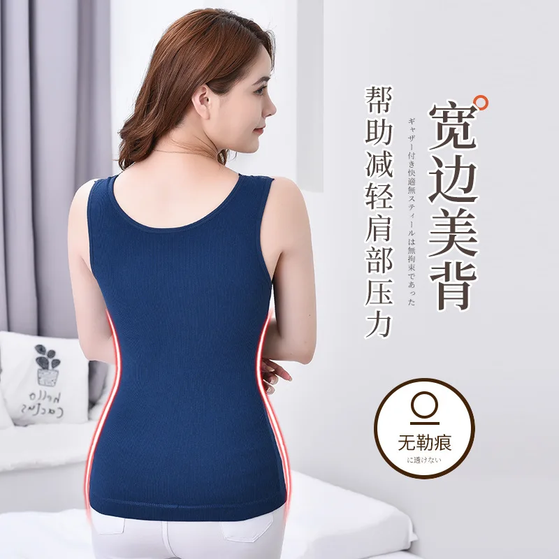 Women Thermal Underwear Seamless Top With Bra Fleece Camisole Plus Velvet Winter Sexy Lace V-neck Warm Lingerie Fleece Camisole