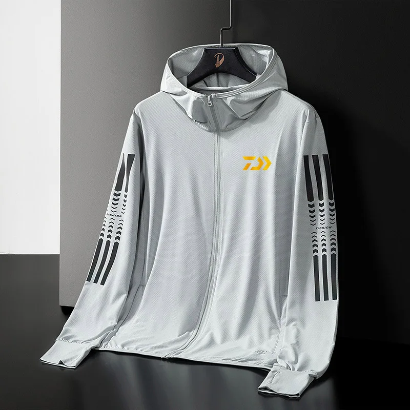 Daiwa Golf Clothing 2023 Summer Anti-UV Breathable Ice Silk Thin Fishing Hooded Quick Dry Jacket Couple Sports Sun Top