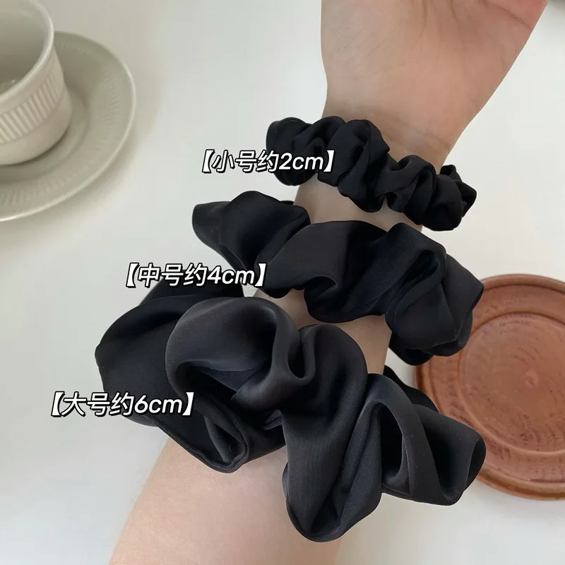 

Korean Dongdaemun Temperament Cream Texture Silky Satin French Black Large Intestine Hair Loop Hair Rope Hair Ornament Women
