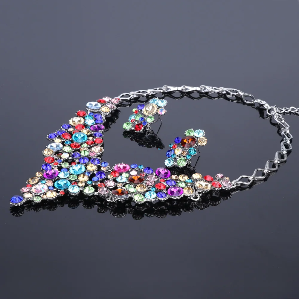 Fashion Bridal Crystal Jewelry Sets Wedding Engagement Necklace Earrings sets for Brides Party Costume Decoration Jewellery Wome | Украшения