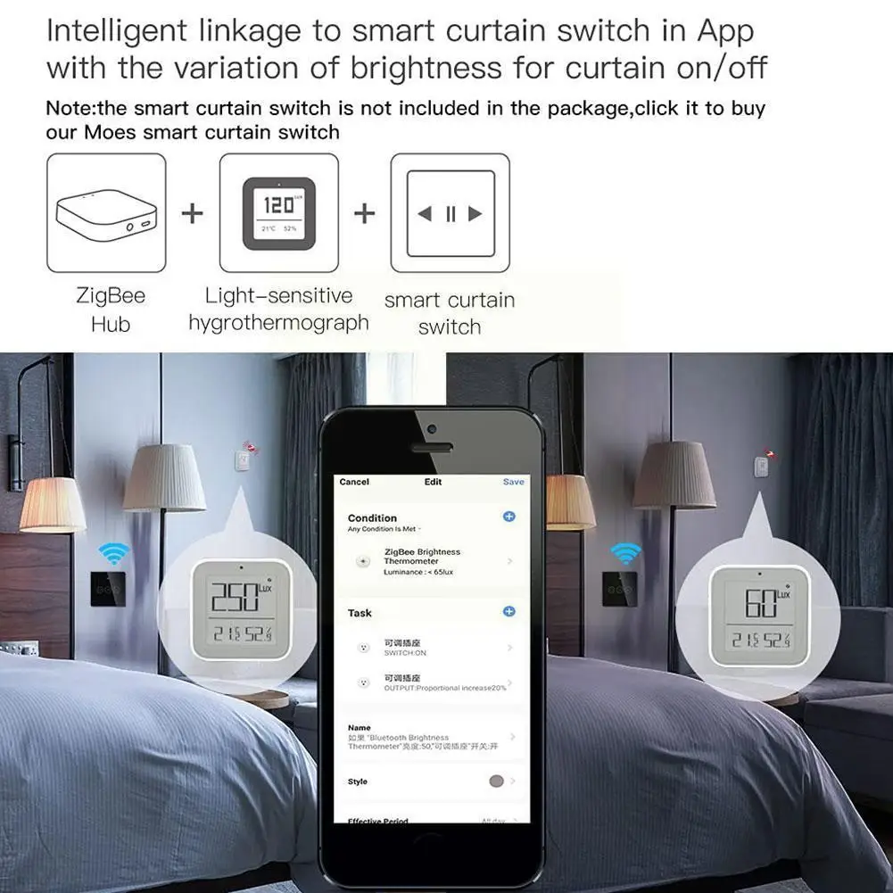 

Bluetooth-сетка Tuya Zigbee для дома, миниатюрная регулировка температуры, яркости и сенсора, управление через приложение, освещение, влажность, M9e5