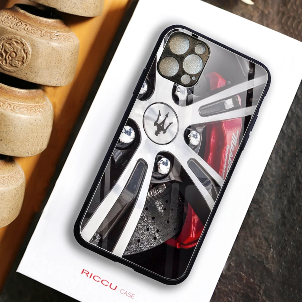 

Italy Super Car Phone Case Tempered Glass For iPhone 11 12 13 Pro XR XS MAX MaseratiS 8 X 7 Plus SE 2020 12Pro Max Mini Covers