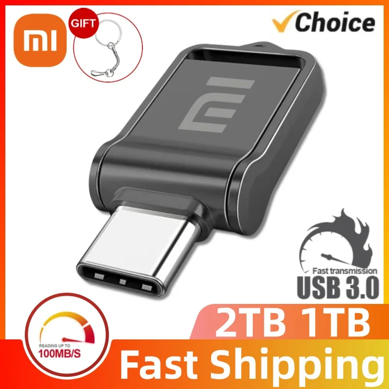 Xiaomi 2TB 3.0 Суперметаллический USB-флешка 1 ТБ Высокоскоростной флэш-накопитель 256 ГБ
