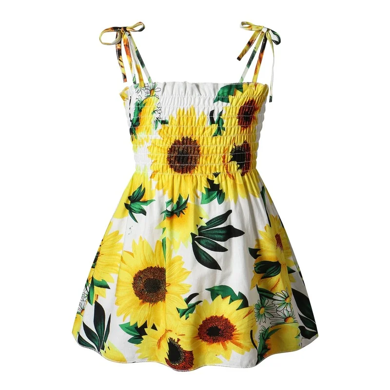 2022 Summer Girls Sleeveless Floral Sundress Dresses for Girls Kids Casual Clothes Cotton Toddler Baby Girl Pageant Beach Dress
