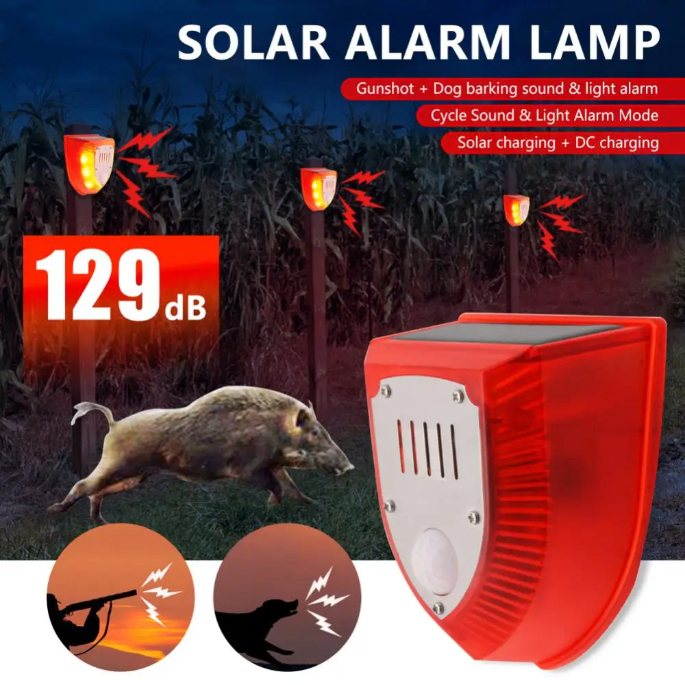 

New Solar Infrared Motion Sensor Alarm With 110db Siren Strobe Light For Home Garden Carage Shed Carvan Security Alarm System