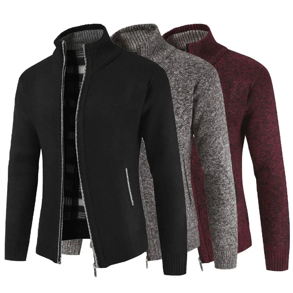 Thicken Men Cardigan Sweater Breathable Cotton Blend Comfortable Touch Men Trui Jacket for Daily Wear