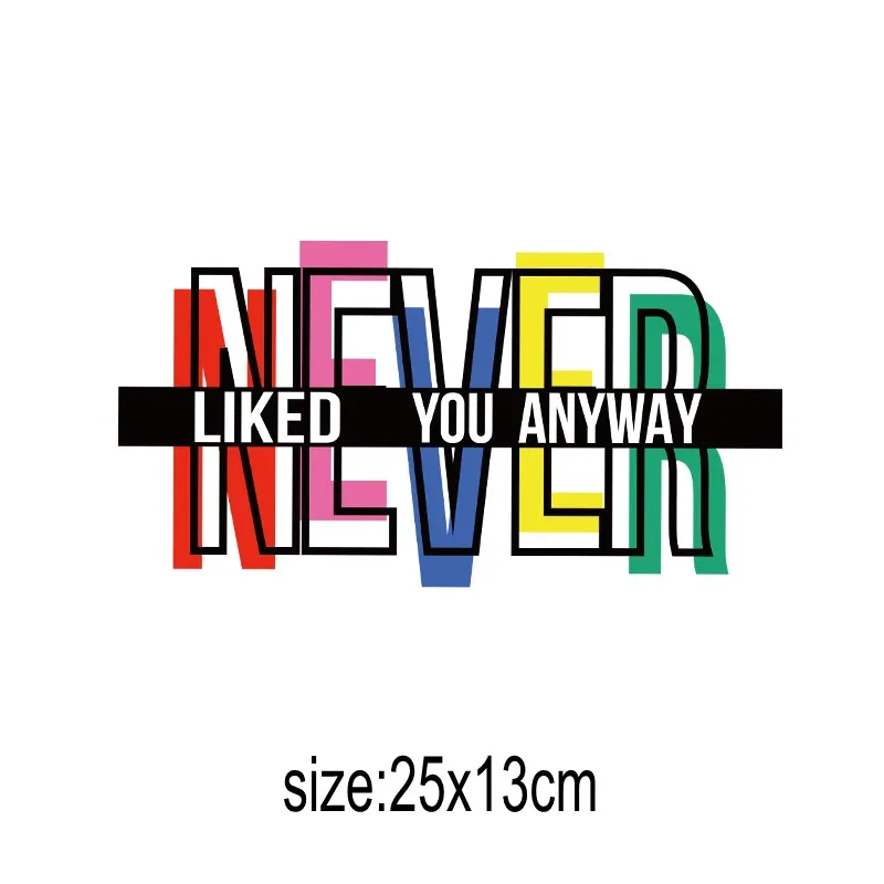 

Heat Transfer Clothes T-shirt Thermal Transfer Stickers Decoration Printing 25x13cm Colorful Letters Iron on Patches for DIY