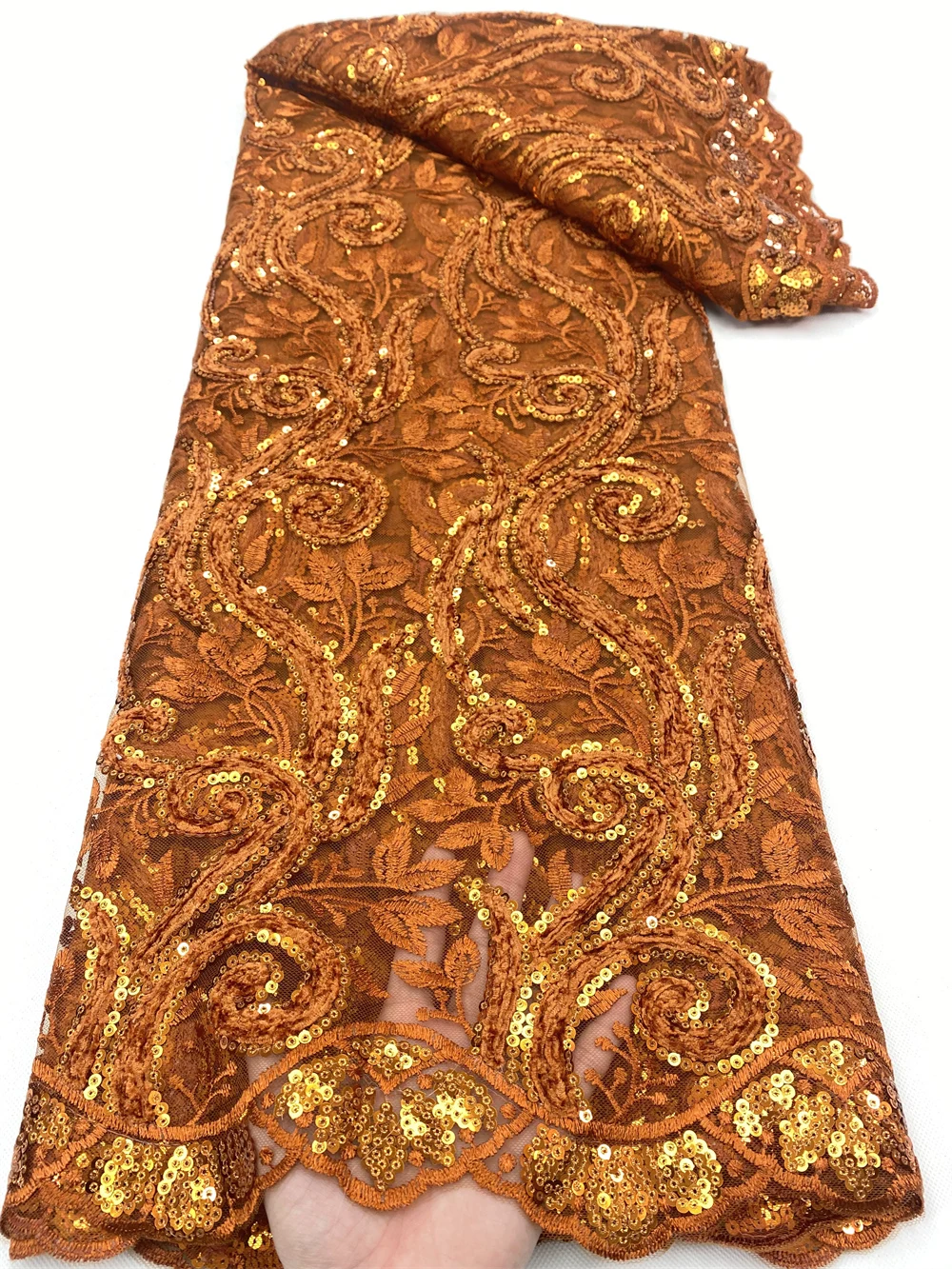 

New Design Flocking Lace Fabric Embroidery 2022 High Quality Nigerian Sequins African Velvet Lace Fabric For Wedding Party 4902B