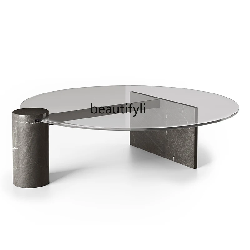 

yj Minimalist Light Luxury Tempered Glass Coffee Table Modern Minimalist Living Room Sofa Side Table