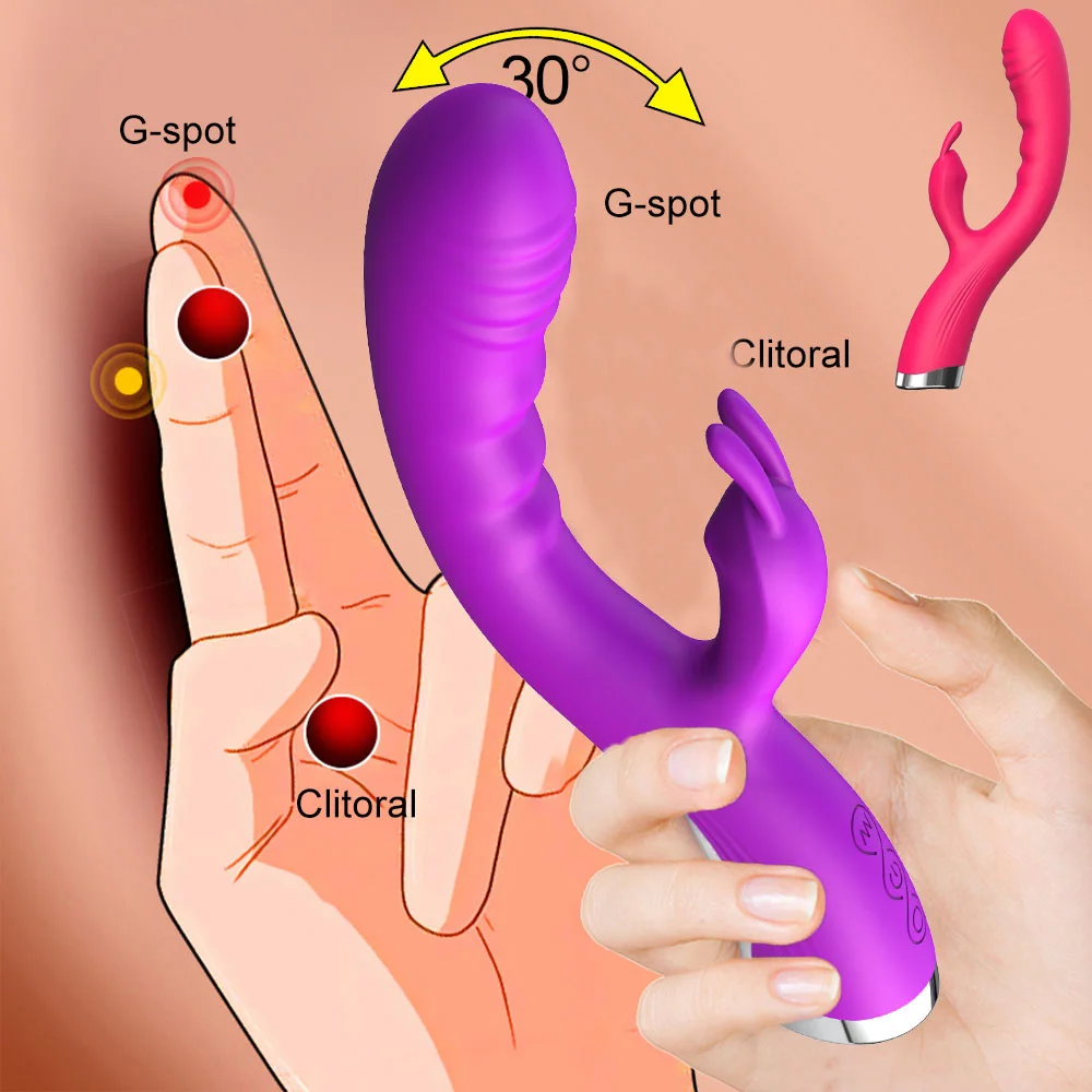 

2 в 1 фаллоимитатор вибратор кролик клиторальная палочка стимуляция точки G Двойная Массажная палочка 10 скоростей взрослые секс-игрушки Женский мастурбатор