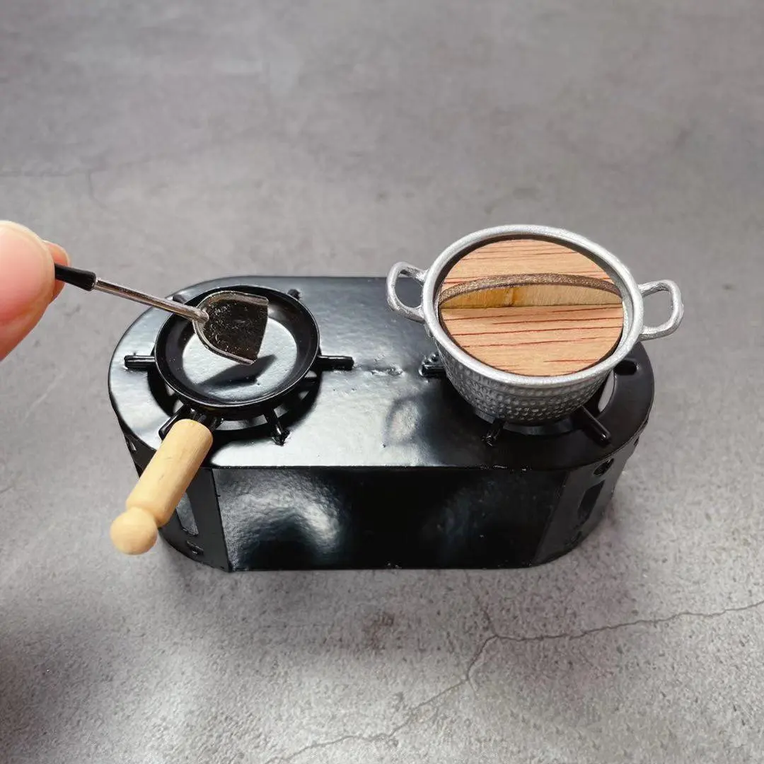 

1: 12 Miniature Kitchenware Artificial Mini Scene of Dollhouse Burnable Pot Creative Diy Handmade Food Cooking Toys Set 2022 New