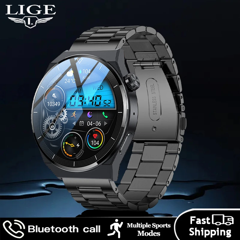 

LIGE NFC 390*390 AMOLED Smart Watch Men IP68 Waterproof Multiple Sports Watches Bluetooth Call Smartwatch Men For Xiaomi Huawei