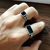 personality black resin geometry 30 silver plated lady ring cheap gift for women party jewelry hot sell