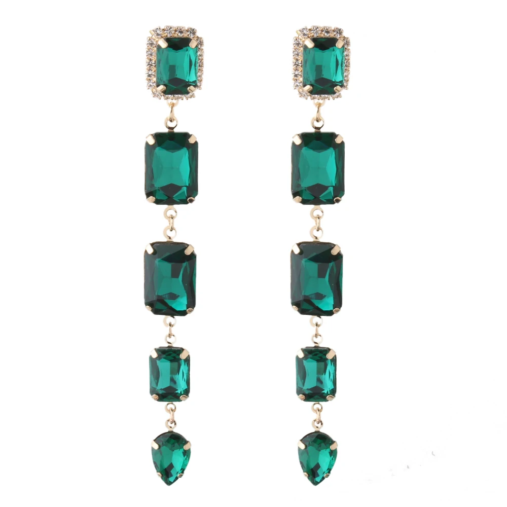 

NeeFu WoFu Glass Long Earrings Geometry Transparent Crystal Earring Large Brinco Ear Gorgeous Square Wholesale Bridal jewelry