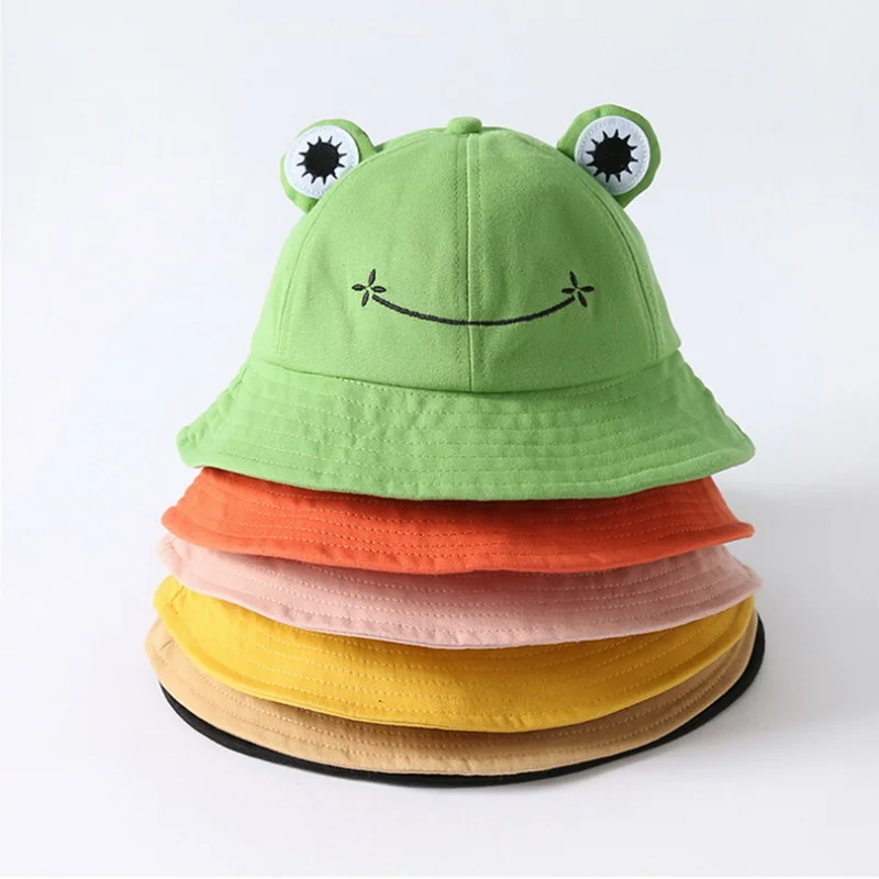 

2021 Woman Fashion Frog Eyes Bucket Hat Froggy Design Pet Hats Winter Panama Funny Plush Hat With Big Eyes Frog