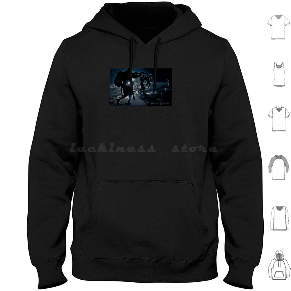 Толстовка С Капюшоном Команды Bravo Seal для посадки хлопковая с длинным рукавом