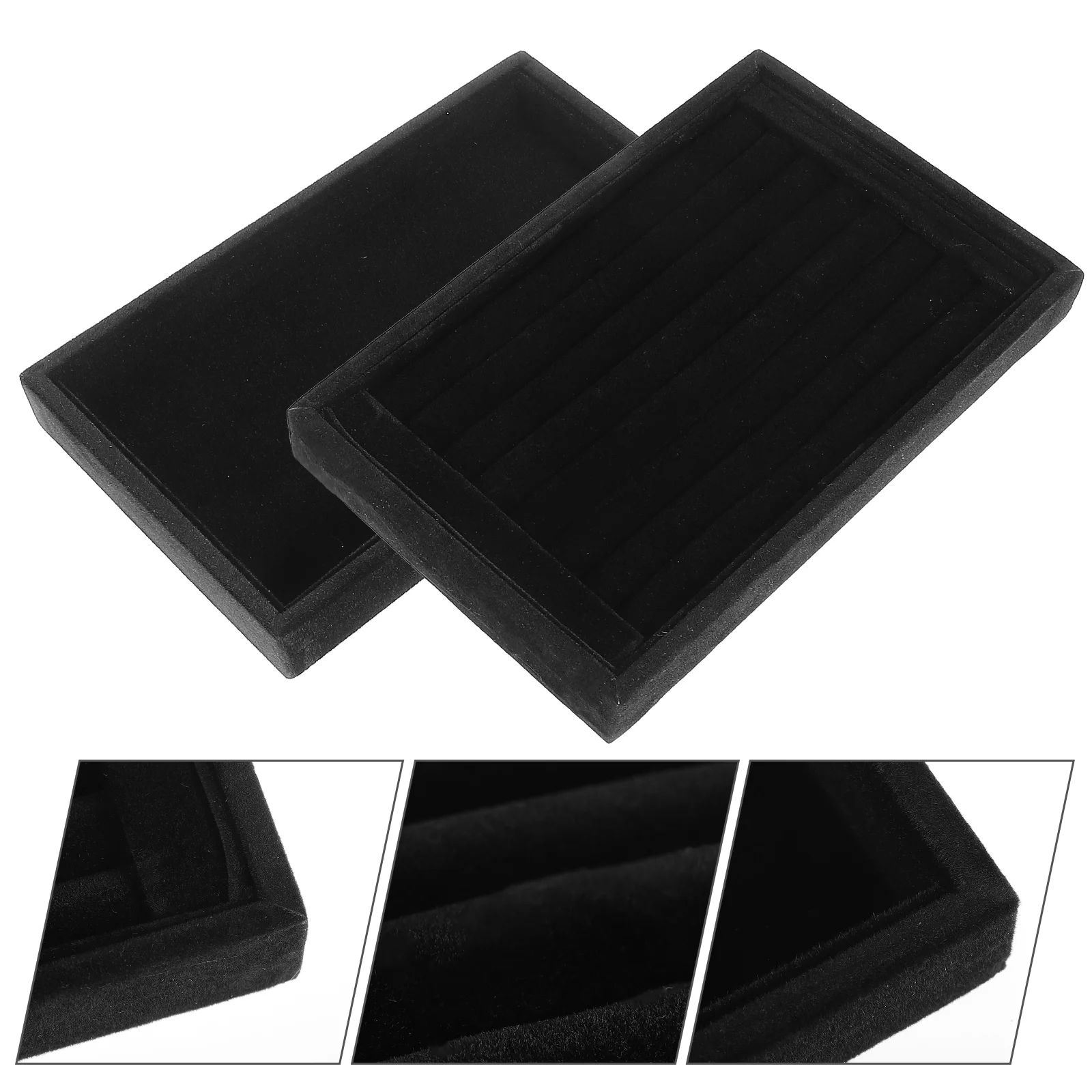 2 Pcs Suede Jewelry Tray Ornament Storage Box Earring Stud Organizer Display Stand