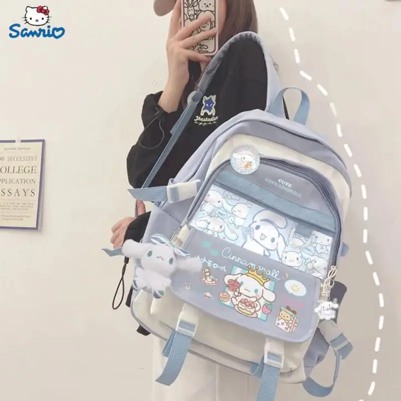 

Новый плюшевый рюкзак аниме Sanrio в стиле Cinnamoroll для девочек и мальчиков, школьный портфель черного и синего цветов, кавайная ученическая школьная сумка для компьютера, подарок
