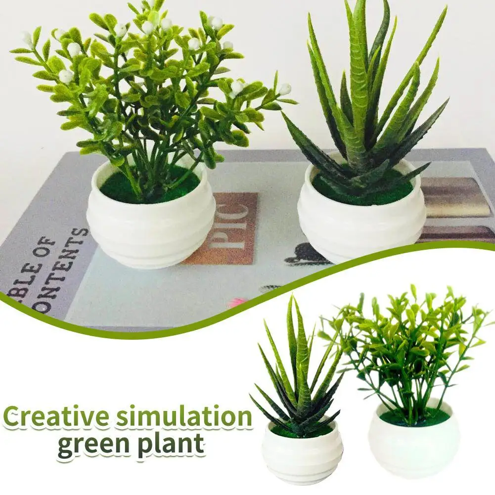 Искусственное растение бонсай в мини-горшке-маленькое искусственное дерево с