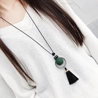 women long necklaces pendants wood beads sweater necklace for women jewelry