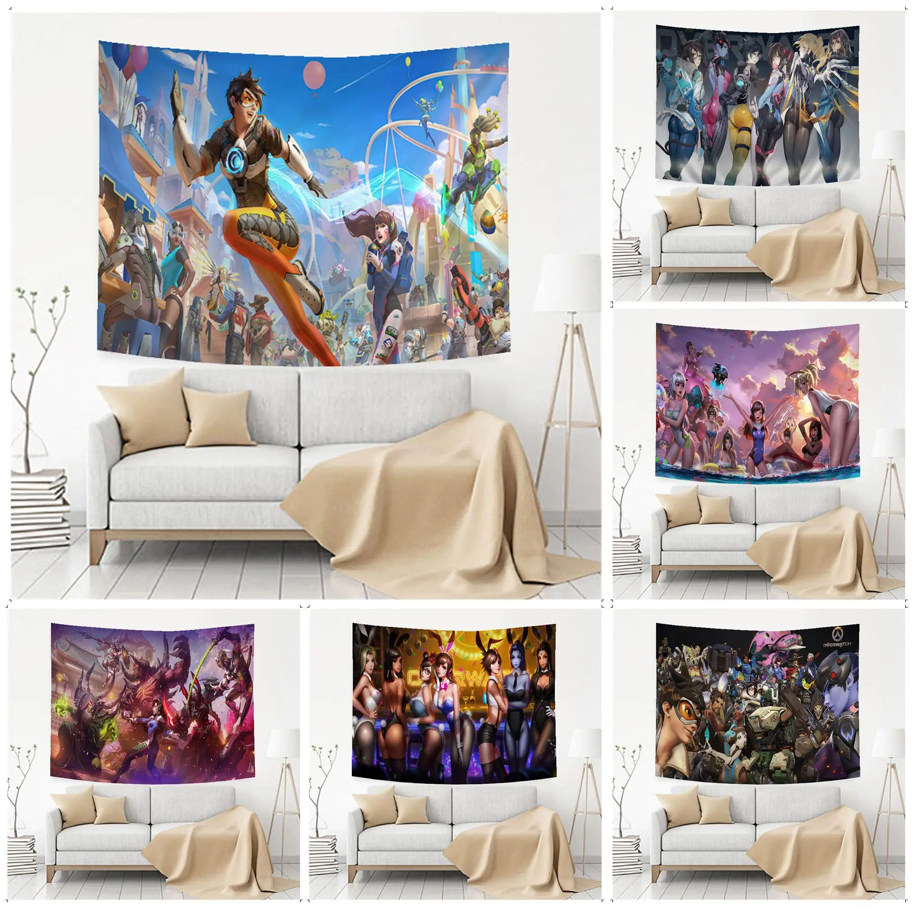 

Bandai Overwatch Tapestry Art Printing Indian Buddha Wall Decoration Witchcraft Bohemian Hippie Decor Blanket