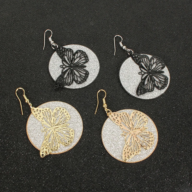 

2022 New Vintage Alloy Large Disc Hollow Drop Earring for Women Retro Heart Butterfly Fashion Earring Trendy Jewelry Gift