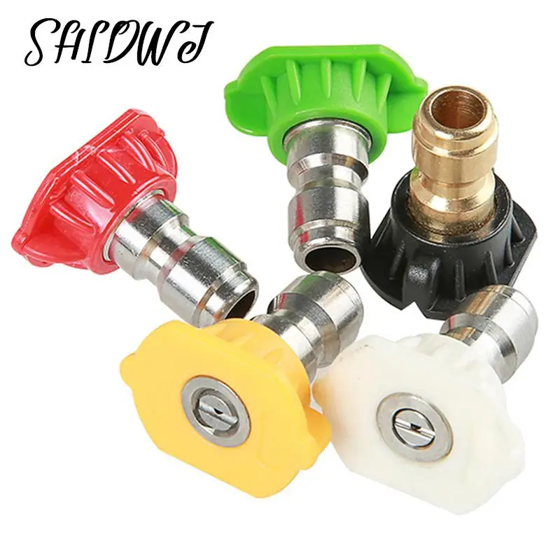 

1/4" Quick Connect Rotary Coupler Adjustable Adapter with 5 Spray Nozzles Copper Connection for High Pressure Car Washer