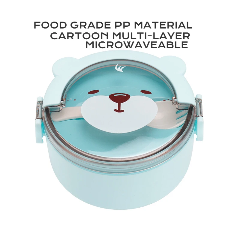 

Portable Lunch Box 800ml 1600ml Cute Round Cartoon Microwaveable Food Storage Container for Children Kids Kawaii Bento Boxes