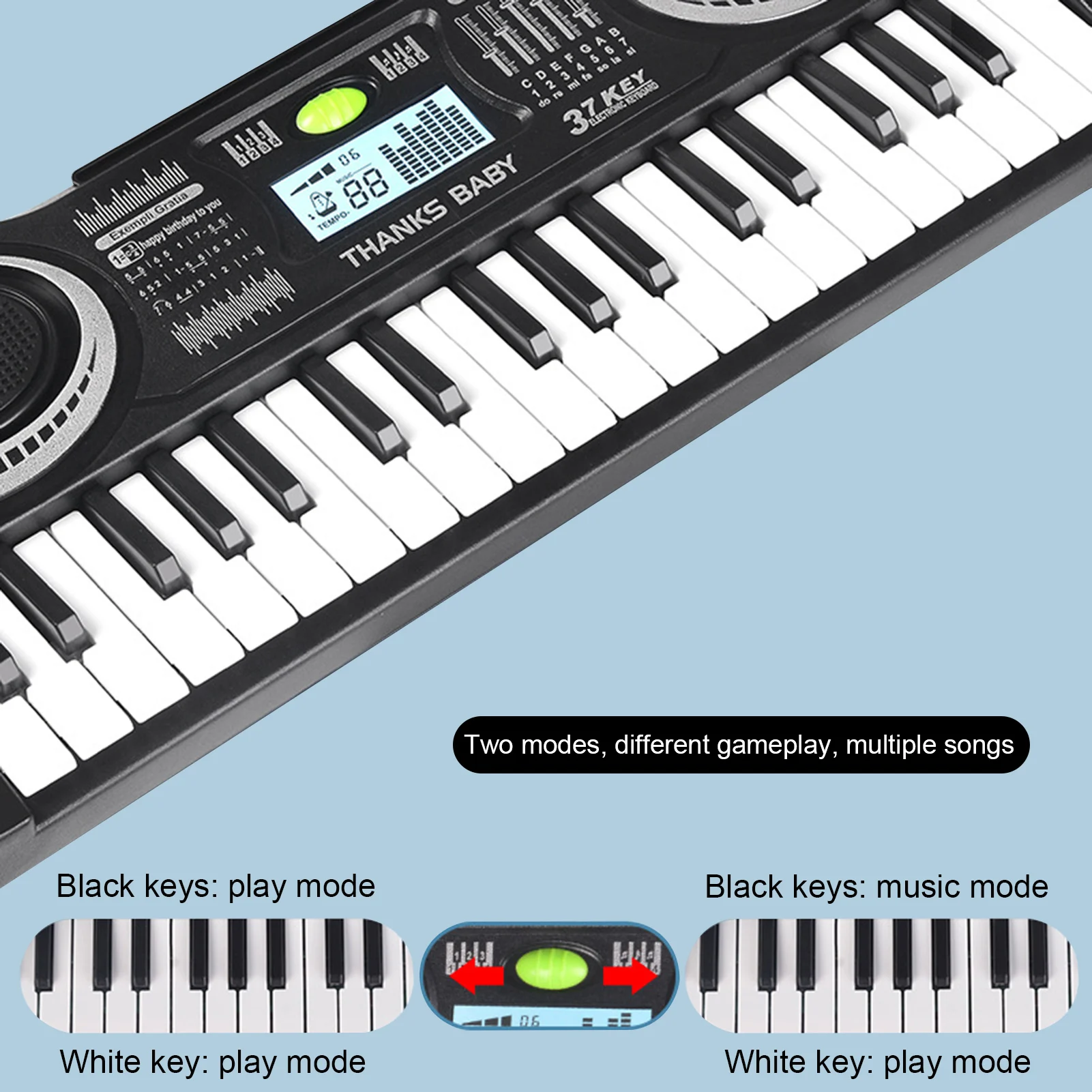 Цифровая Музыкальная электронная клавиатура черная электрическая для пианино 37