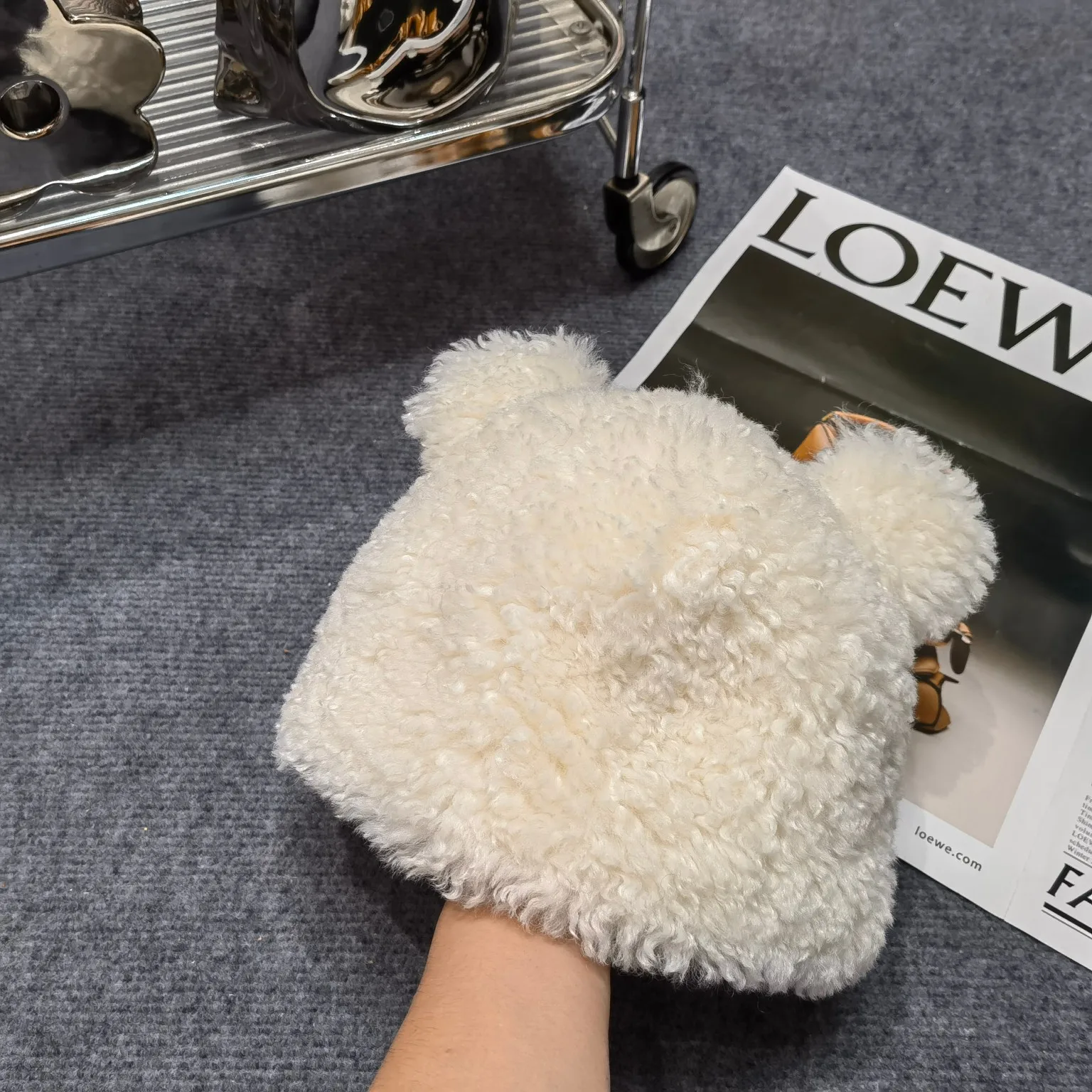 Зимняя Лыжная Шапка-бини с милым медведем однотонная теплая плотная плюшевая