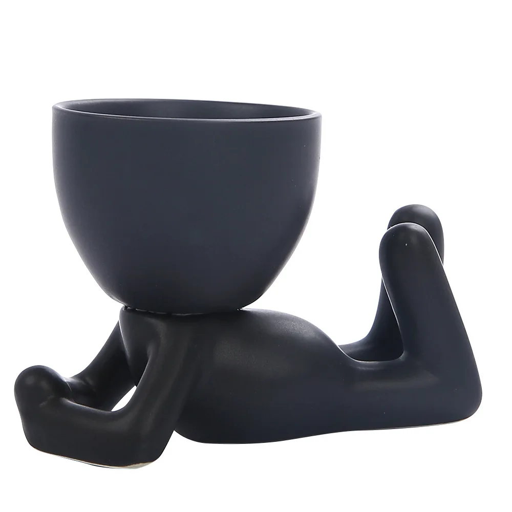 

Modern Nordic Home Ceramics Small Figure Flower Pot Creative Simple Desktop Window Art Craft Storage Ornament Desk Decoration