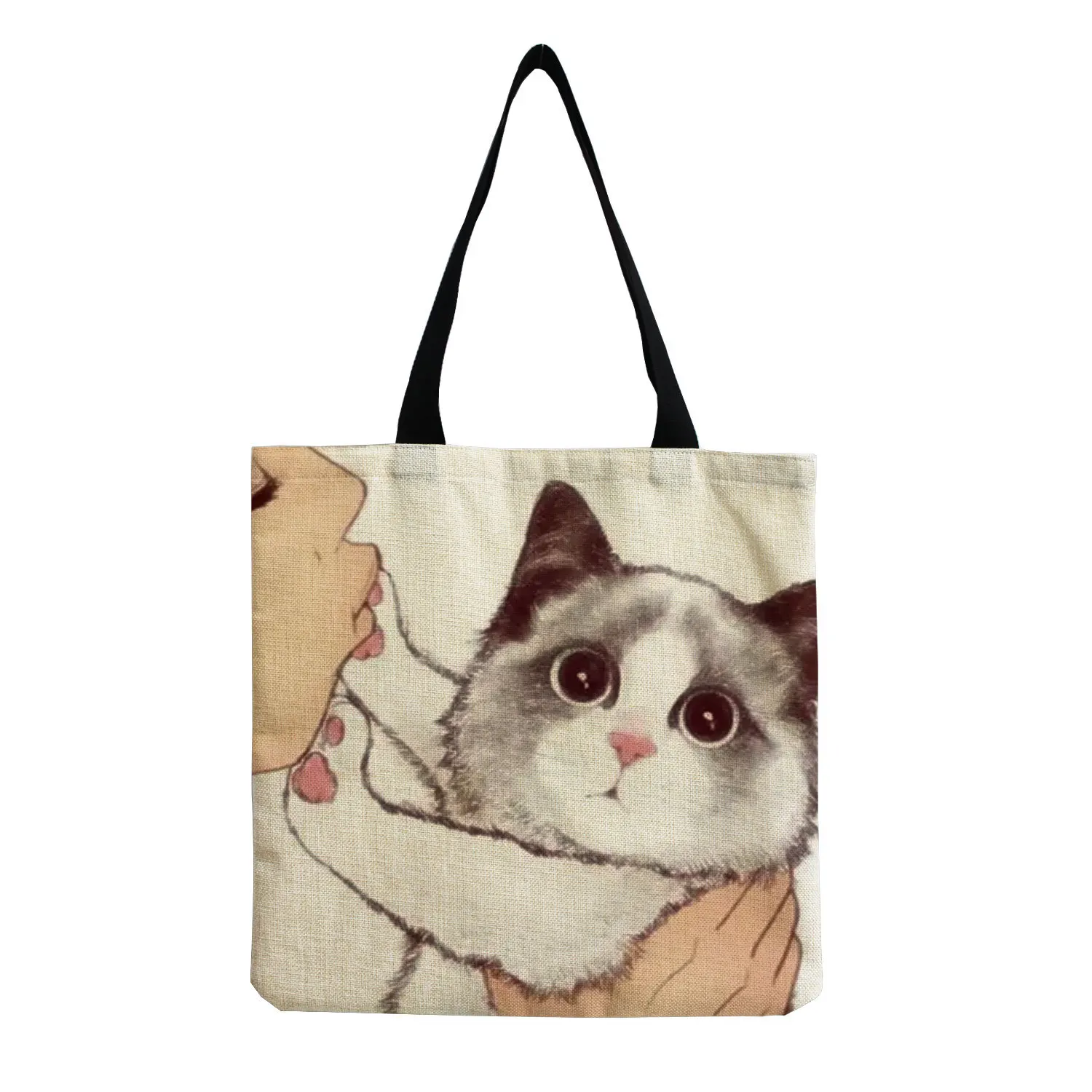 

DICHOS cat hand bags large capacity Shopping canvas Bag Tote Reusable Net Ecobag Cabas for women shopping bag