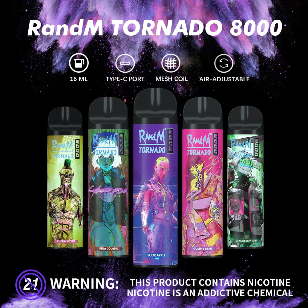 

Original Electric Electronic Cigarettes 2 5% Mesh Coil 16ml Vapes Pen 8000 Puffs Vaporizer Kit 20 Flavors 1000mAh Rechargable