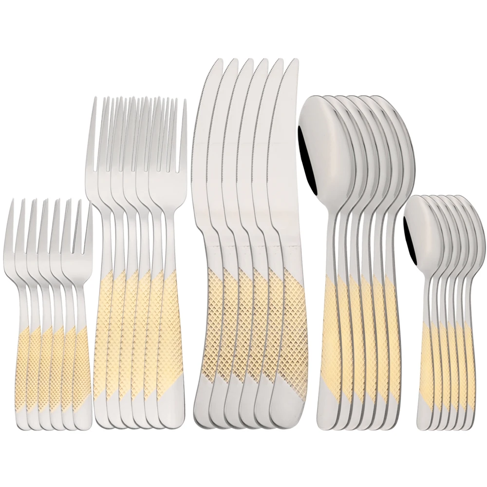 

Столовые приборы из нержавеющей стали Drop Steel High Drmfiy, столовые приборы золотого цвета, набор из 30 шт., модная Столовая Посуда из нержавеющей стали, столовые приборы, вилка